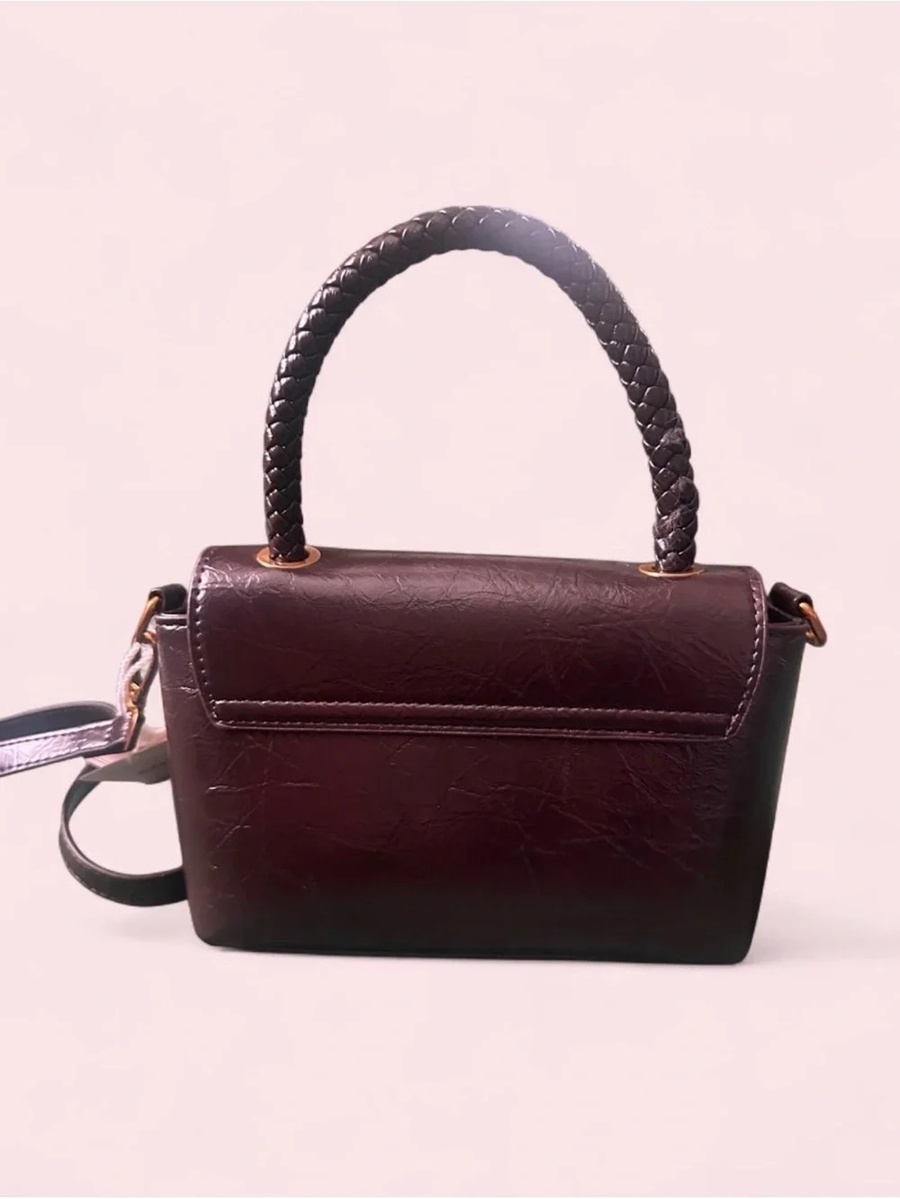 Kosk Min Min Burgundy Top-Handle Bag